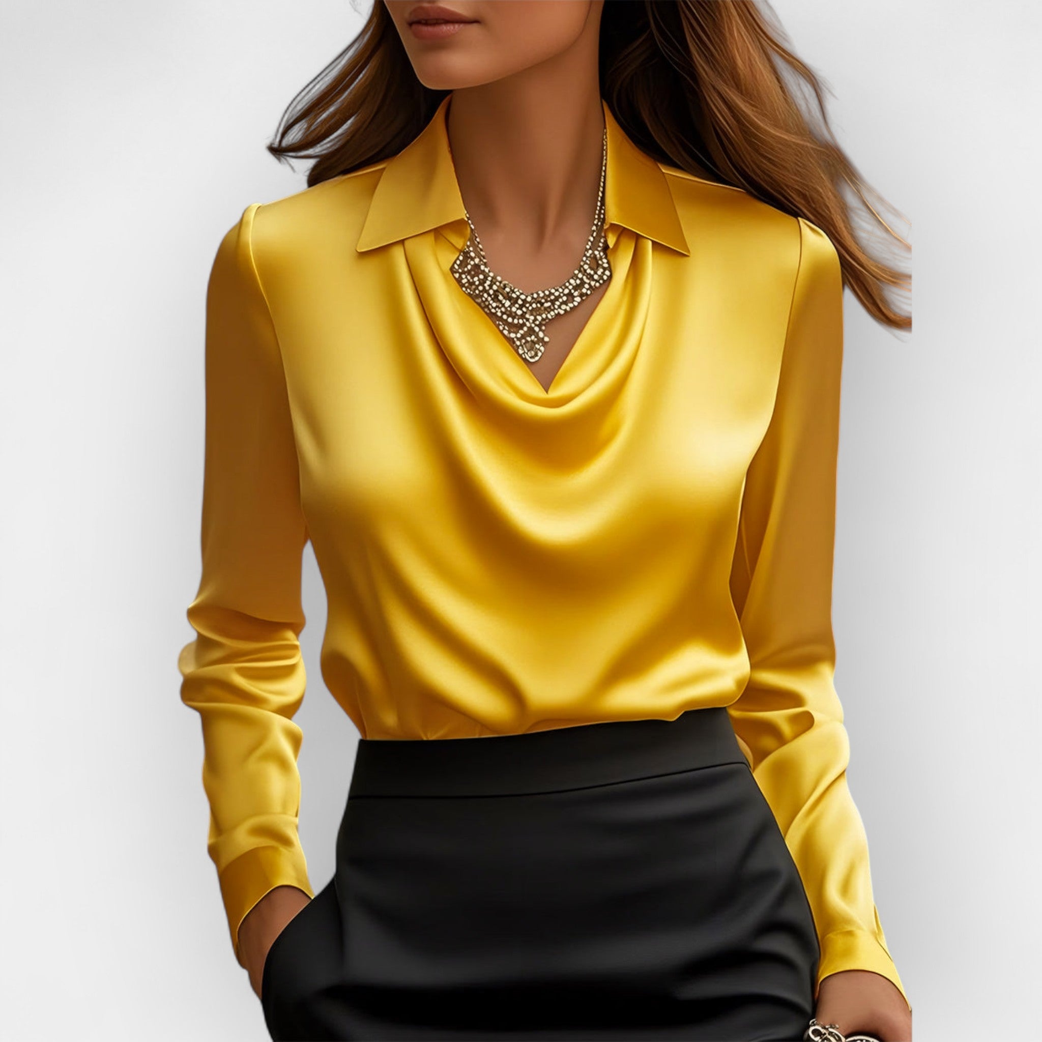 Women's Elegant Satin Draped Swing Blouse