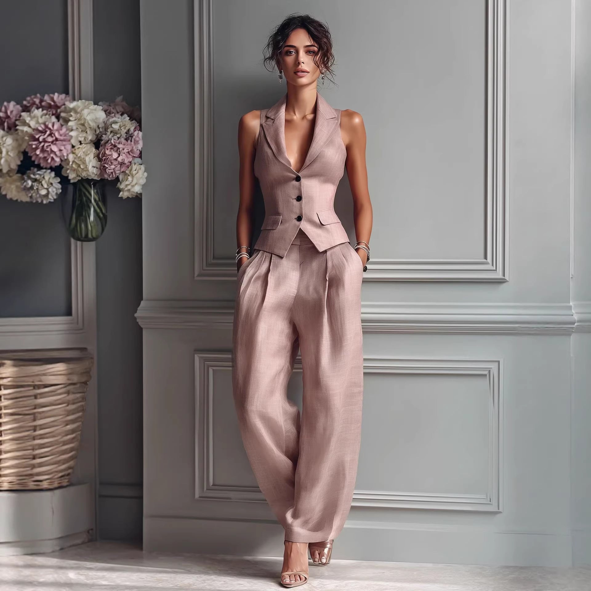 Summer Sleeveless Vest & Pants Two-Piece Set