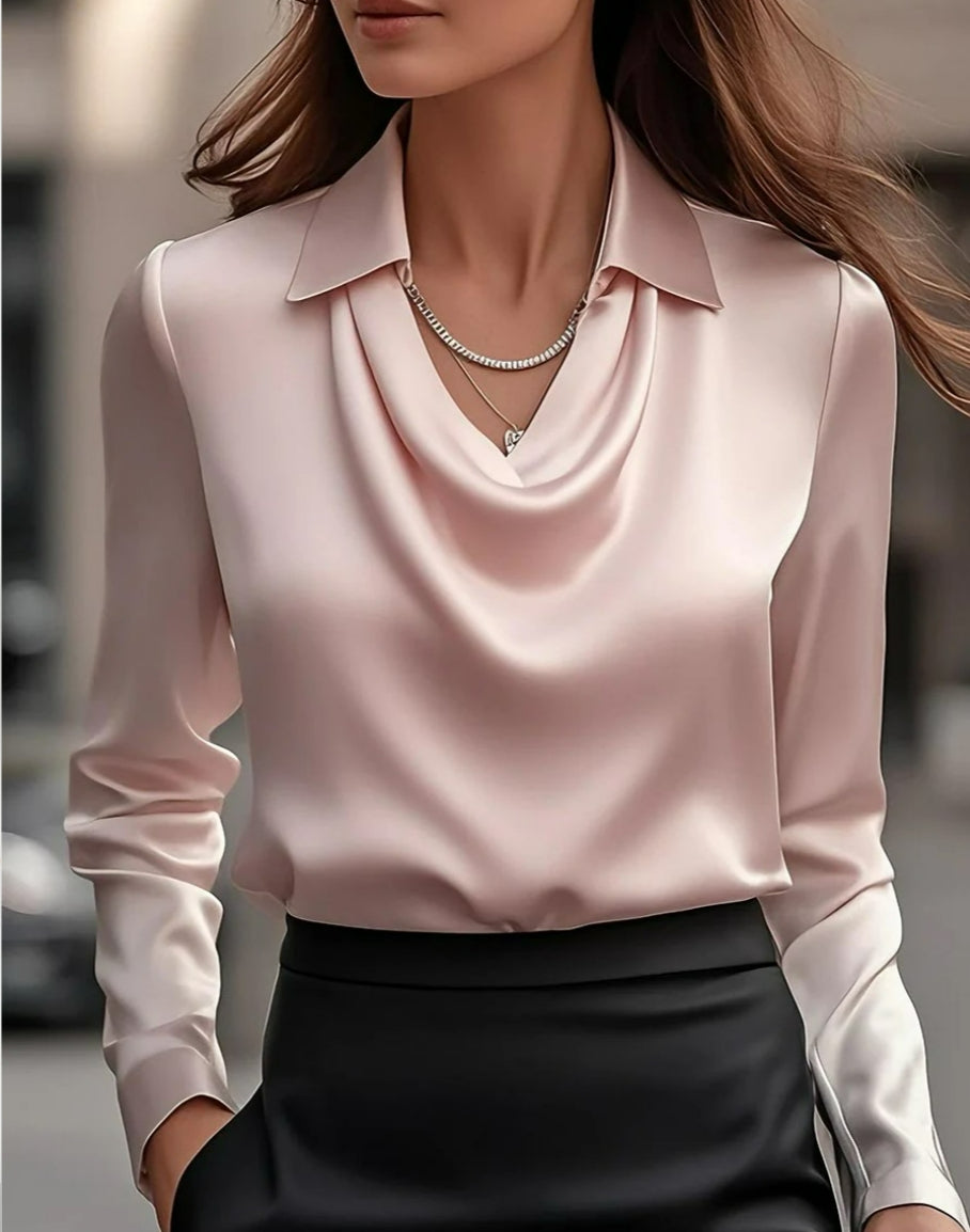 Women's Elegant Satin Draped Swing Blouse