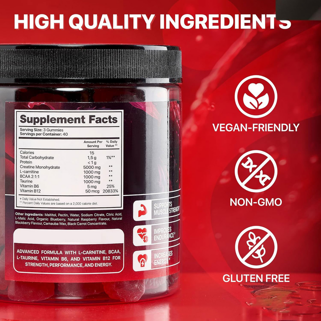 Muscle Boost Creatine Gummies – Energy, Endurance & Recovery (120 Gummies)