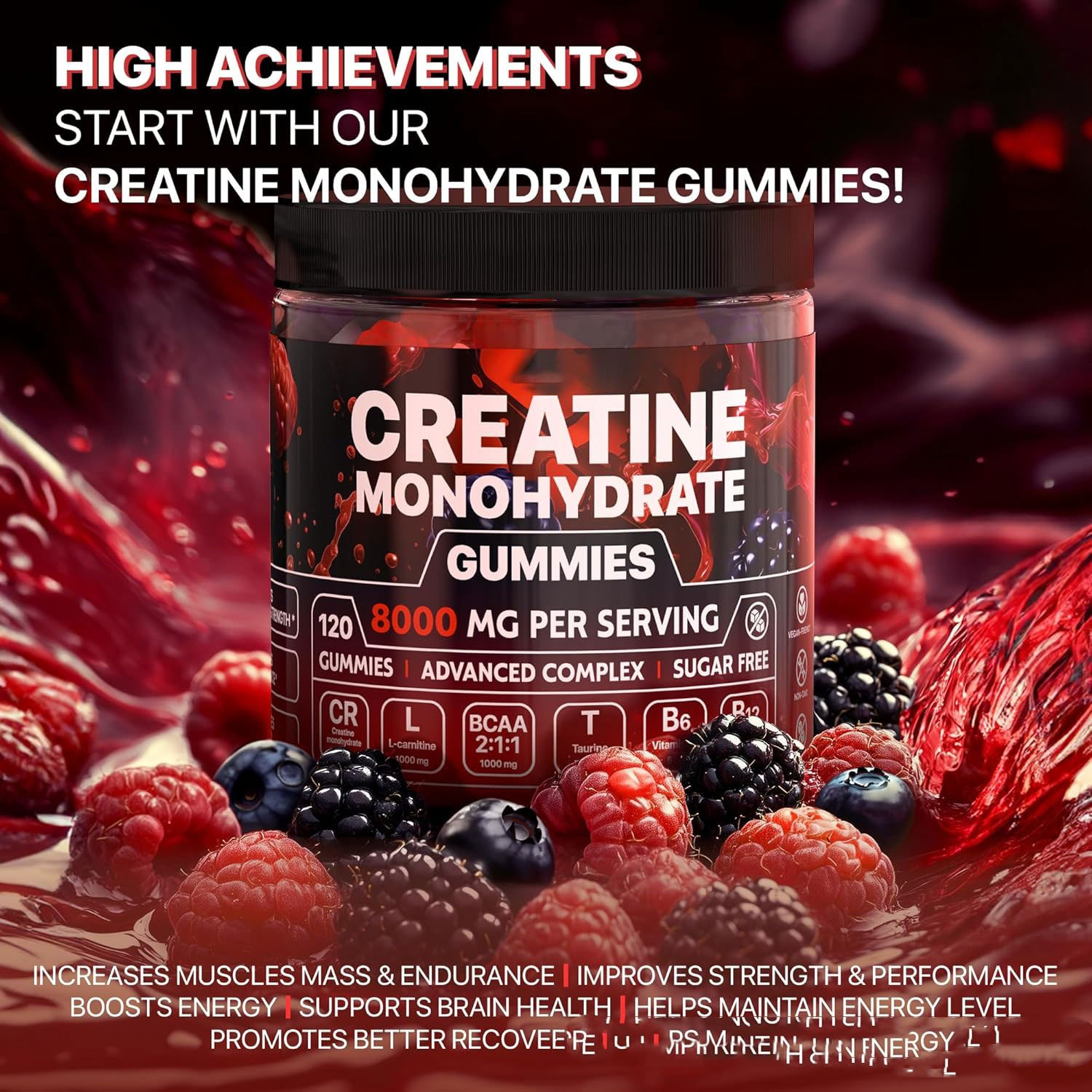 Muscle Boost Creatine Gummies – Energy, Endurance & Recovery (120 Gummies)